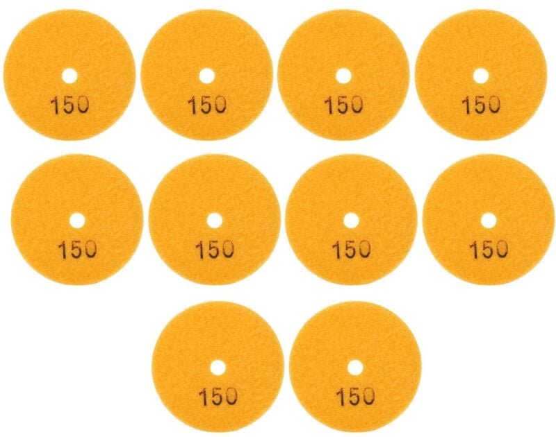 Diamantpolierpads, 10 Stück, 7,6 cm (3 Zoll) große, orangefarbene Polierscheibe, Körnung 150, zum Schleifen und Polieren...