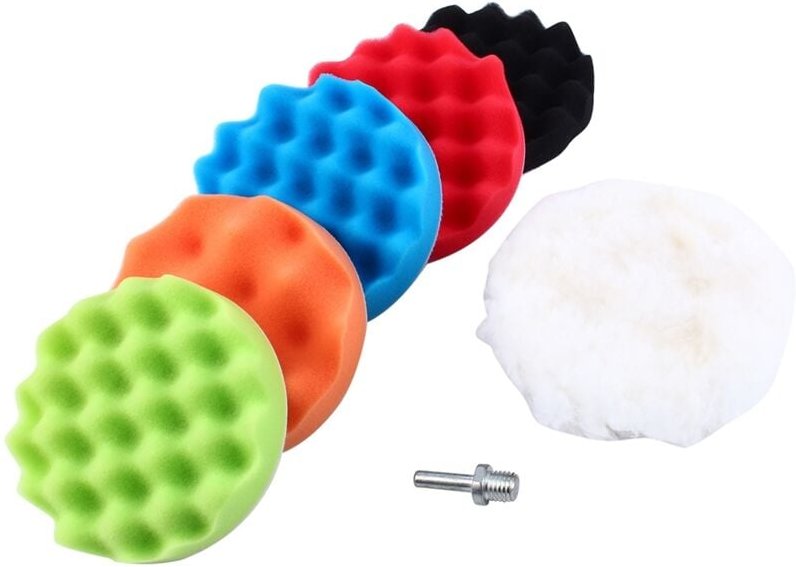 7-teiliges Polierschwamm-Set, Wachs- und Polierpasten-Set, 10,2-cm-Poliermaschine + M10-Adapter für PKW und Auto