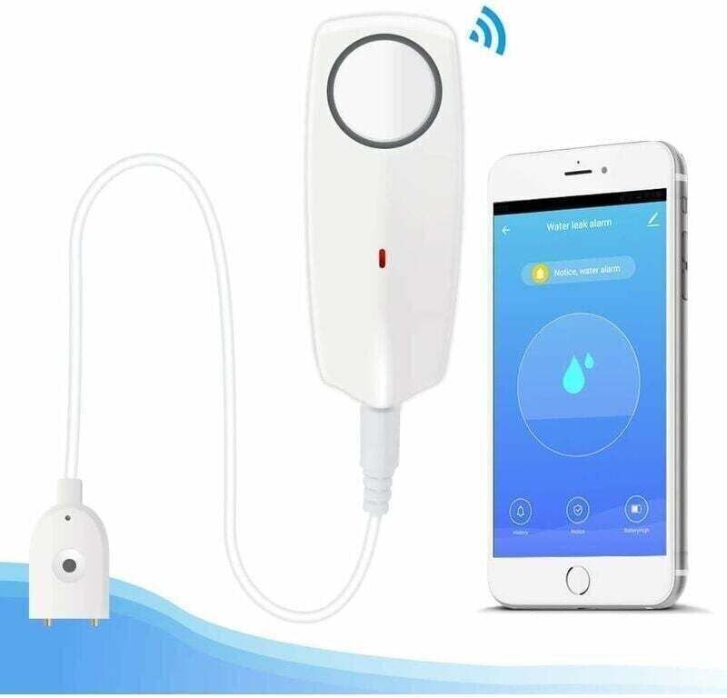 Wasserleckmelder – Überschwemmungsmelder – Wasseralarm – Drahtlose Wassermelder mit akustischem und optischem Alarm, Pus...