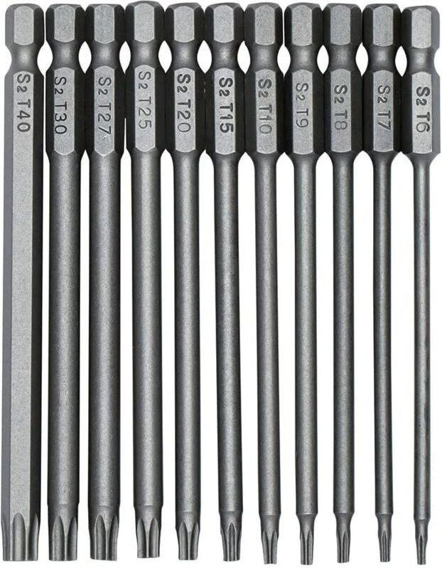 11-teiliges Torx-Schraubendreher-Bit für Schrauben mit 100 mm magnetischer Spitze und 1/4-Zoll-Schraubendreher T6-T40 zu...