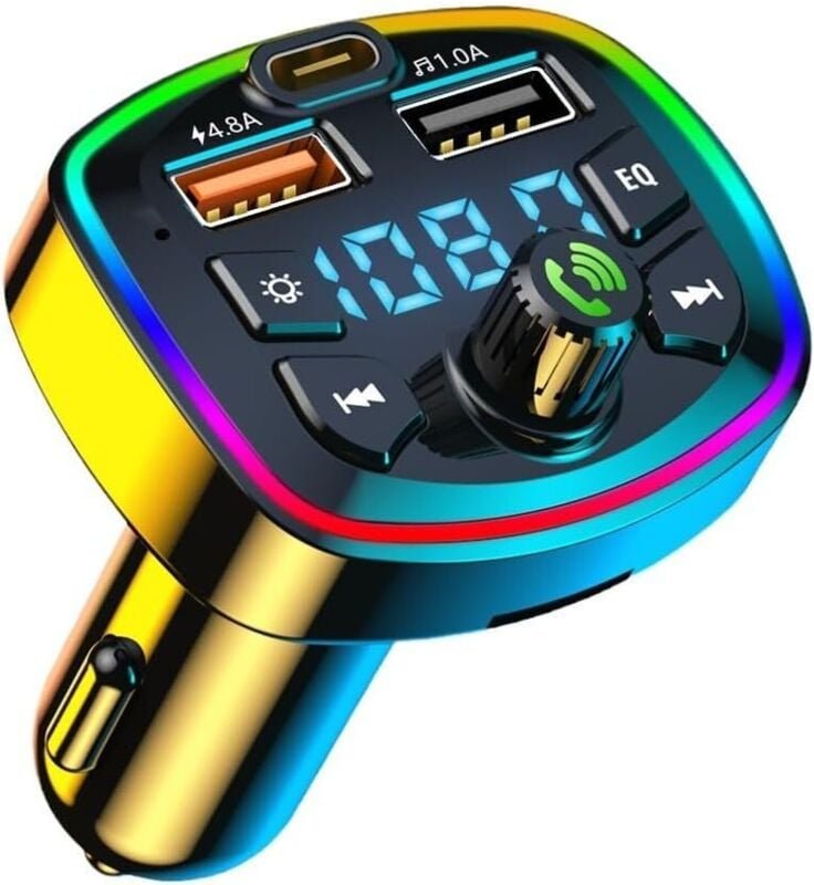 Lntyq Bluetooth-FM-Transmitter fürs Auto, MP3-Player-Radioadapter, Schnellladung über Zigarettenanzünder, Musik-Autozube...