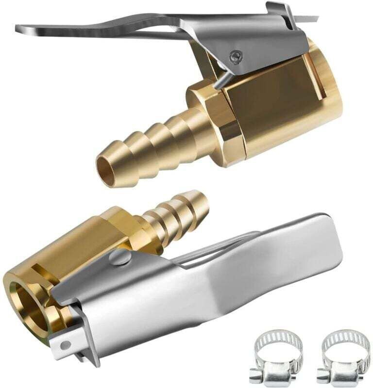 Autoreifenventil-Adapter, 2 Stück 6 mm & 1/4" Messing-Aufblasdüsen, Reifenventil-Umrüstclip, kompatibel mit allen Gewind...