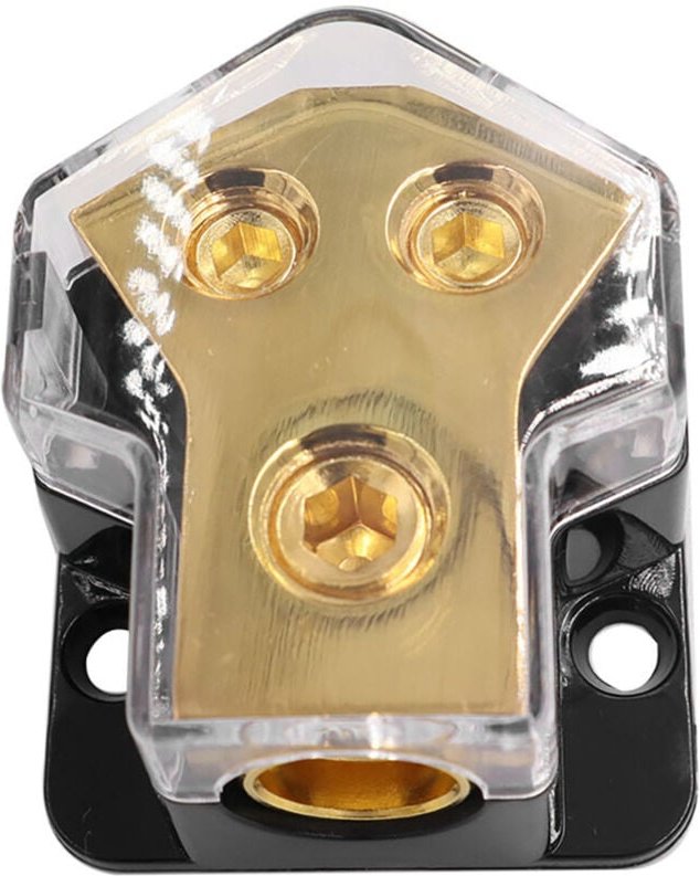 2-Wege-Stromverteilungsblock, 1 Eingang, 2 Ausgänge, Auto-Audio-Stereo-Verstärker, Verteilungsanschlussblock für Audio-S...