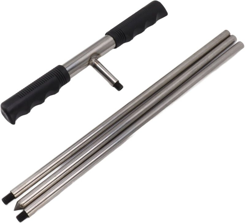 Bodenprobenentnahmesonden mit T-Griff. Verstellbares, spitzes Bodenprobenentnahmewerkzeug aus Edelstahl für die landwirt...