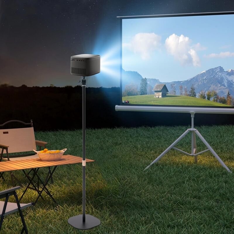 Beamerhalterung Höhe 65-120 cm, 360° Dreh- und 90° Neigefunktion, kompatibel mit 1/4-Zoll-Schrauben, versteckter Beamer-...