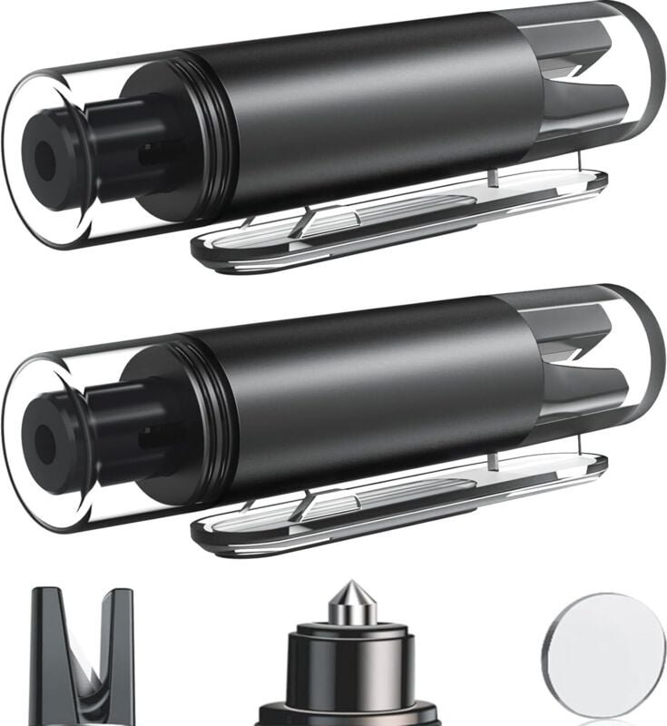 Scheibenbrecher und Sicherheitsgurtschneider (2er-Pack), 2-in-1-Werkzeug mit Clip, tragbares Notfall-Evakuierungswerkzeu...