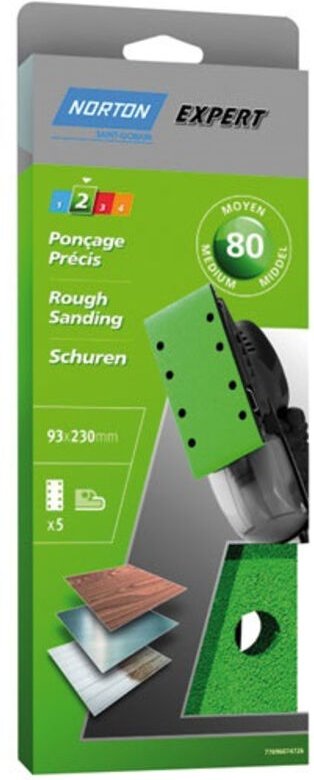 Patin-Experte Parallel-Schleifblöcke 93x230 Körnung 80 X 5 Stück - Norton