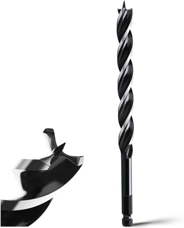 Spiralbohrer 18 mm x 230 mm, 3 Schneiden, für Weich- und Hartholz, mit Zentrierspitze und 6,35 mm Schaft