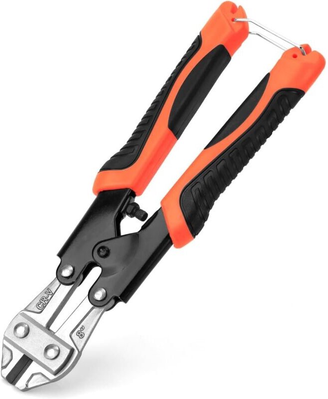 Bolzenschneider, 220 mm Mini-Bolzenschneider aus Chrom-Vanadium-Stahl mit rutschfestem Griff, für Kabel, Ketten und Fede...