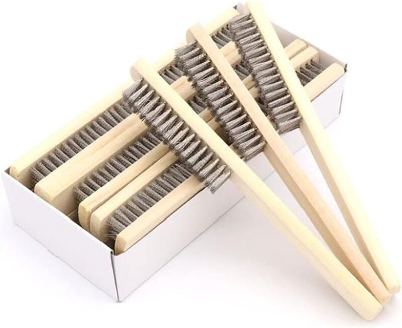 6-teiliges Metallbürsten-Set, Metallbürsten mit Holzgriffen, Metallbürsten zur Rostentfernung