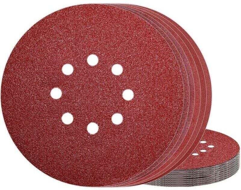 Disques Abrasifs 225 mm Grain 120 8 Trous pour Ponceuse Murale Lot de 30 Pièces