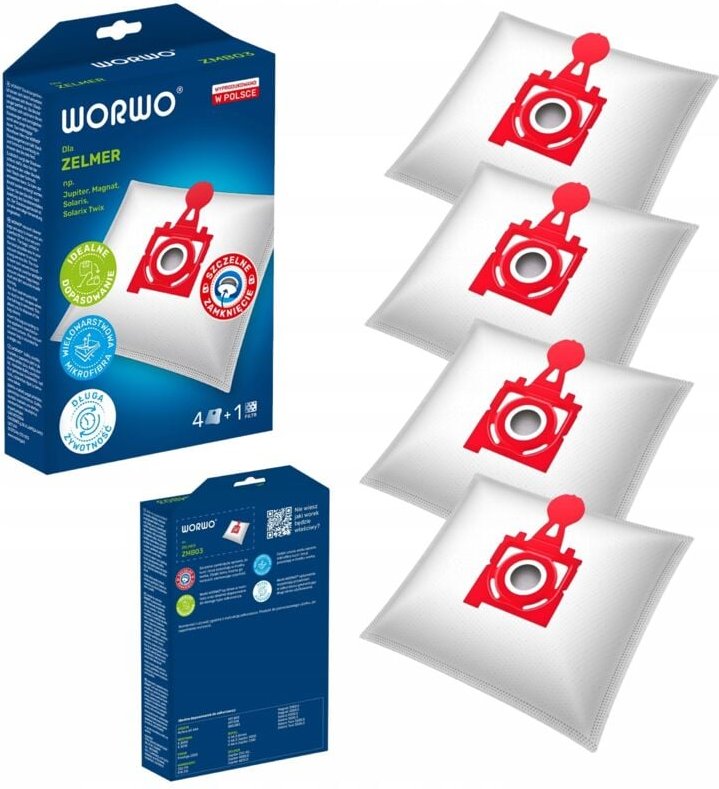 Staubsaugerbeutel für ZELMER JUPITER ZVCA300B 49.4200 ZMB03K, 4 Stück + Filter