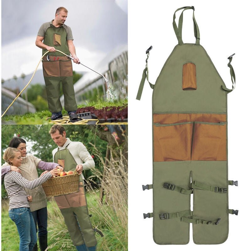 Gartenschürze mit mehreren Taschen, verstellbare Beinschürze, lange Gartenschürze, Beinschutz für Gartenarbeiten, wasser...
