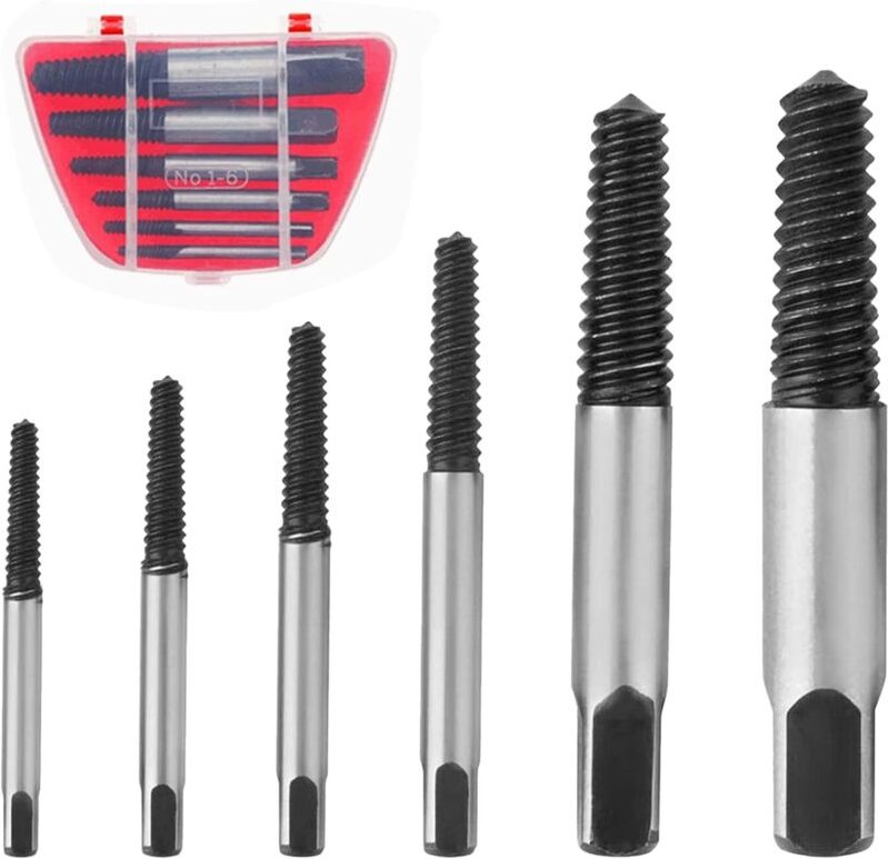6-teiliges Set zum Entfernen beschädigter Bolzen, inklusive Aufbewahrungsbox, für Gewinde von 1/8 bis 1 Zoll.
