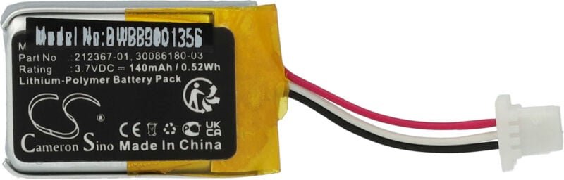 Vhbw - Akku Ersatz für Plantronics 212367-01, 212367-01 (3 pin) für Wireless Headset Kopfhörer (140 mAh, 3,7 v, Li-Polym...