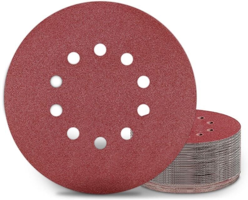 225-mm-Schleifscheiben, 25 Stück, Körnung P100, 10 Löcher, runde 225-mm-Schleifscheiben, Schleifpapier für Schleifmaschi...