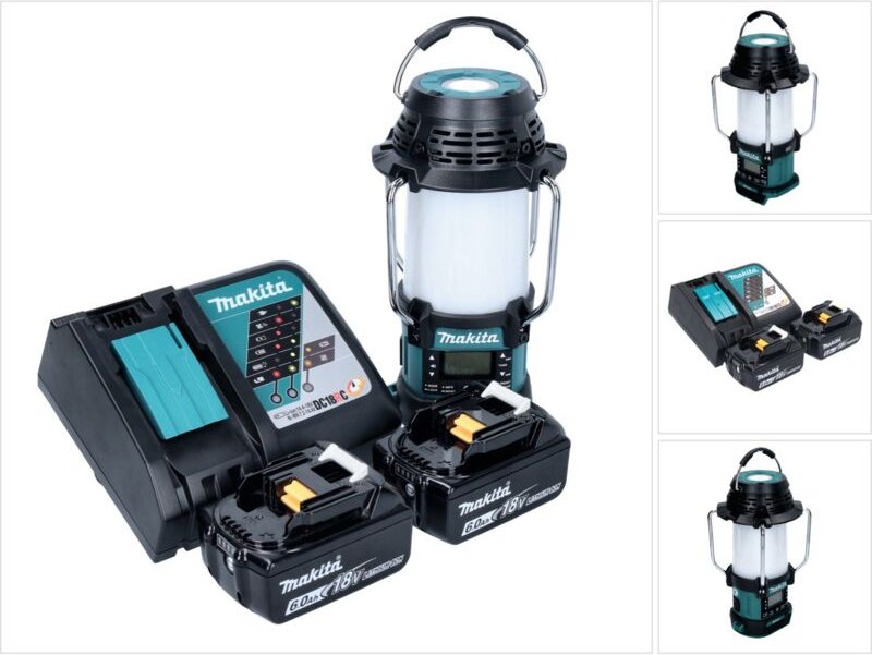 Dmr 056 rg Akku Radio 18 v fm dab+ mit Laterne 360° Taschenlampe IP65 + 2x Akku 6,0 Ah + Ladegerät - Makita