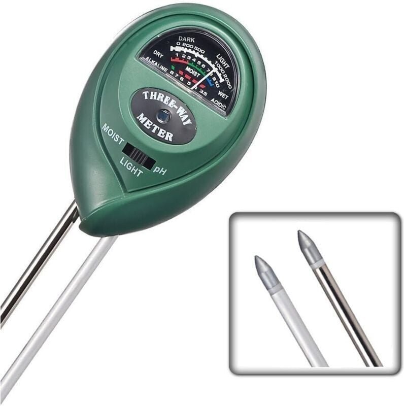 3-in-1 Bodenfeuchtemessgerät mit Feuchtigkeits-, Licht- und pH-Funktionstest zur Messung von pH-Wert, Bodenfeuchtigkeit ...