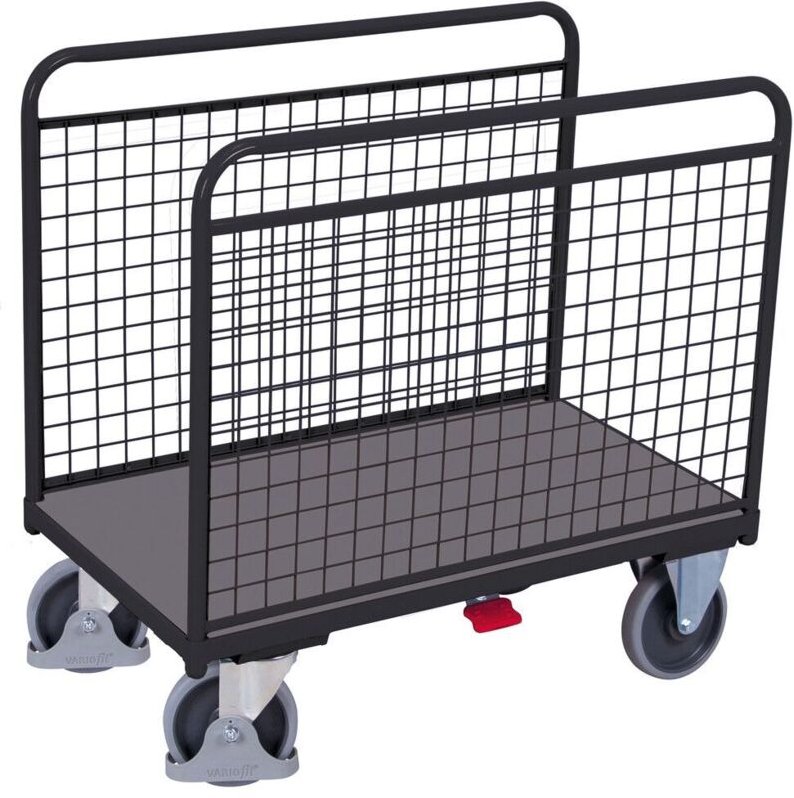VARIOfit Seitenbügelwagen mit Längswänden aus Drahtgitter 1060x540mm Anthrazitgrau RAL 7016