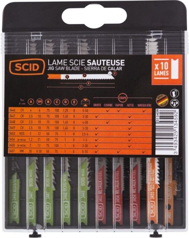 Sortiment 10 Sägeblätter für Stichsäge U-förmig, 10 Stück