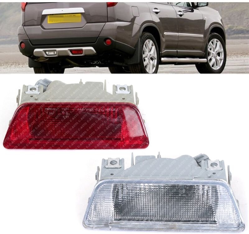1 Paar Auto HeckstoßStange Nebelscheinwerfer RüCkfahrbremsreflektor Lichts für X-Trail T31 2008-2013 26580-ED50A Transpa...