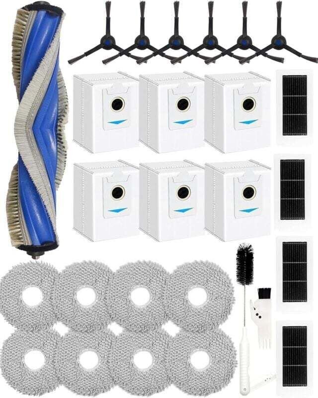 27-teiliges Zubehörset für die Saugroboter ECOVACS DEEBOT X5 OMNI und X5 PRO OMNI. Ersatzteile: 1 Hauptbürste, 6 Seitenb...