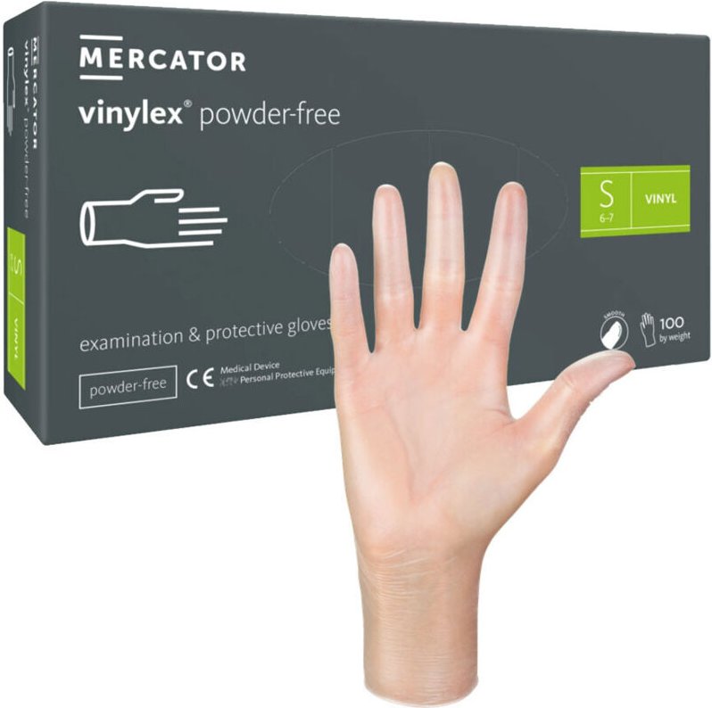 Mercator Vinylex puderfreie Vinylhandschuhe Größe S Transparent 100 Stück