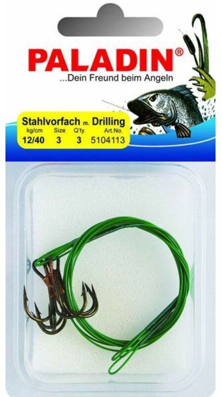 Paladin Stahlvorfach Drilling Gr. 2 Tragkraft 15 kg Länge 40cm 3 Stück Angelschnur