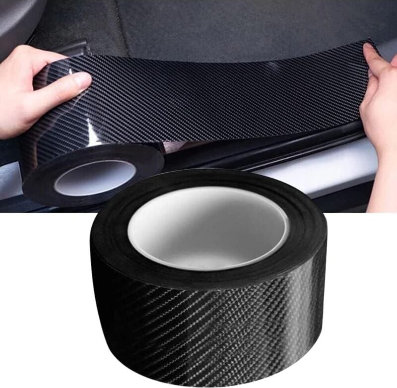 Gabrielle - Universeller Einstiegsleistenschutz aus Kohlefaser für Autos, 7 cm x 10 m, Stoßstangenschutz, Autotürschwell...