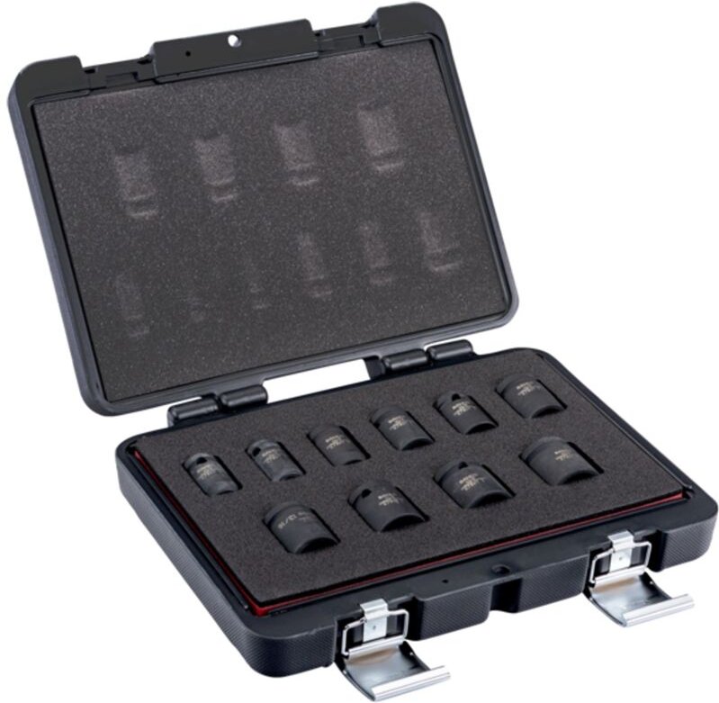 Bahco 1/2-Kraft-Steckschlüssel-Satz, Vierkantantrieb, Sechskant, Zoll, brüniert - 10-tlg.