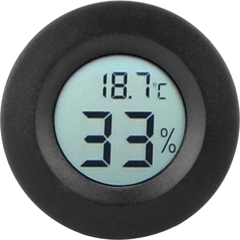 Mini-Rund-Digital-LCD-Thermometer/Hygrometer für Innenräume, Schwarz