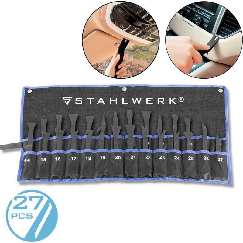 STAHLWERK Demontage-Werkzeug-Set 27-teilig Ausbauwerkzeug Cliplöser Clipheber