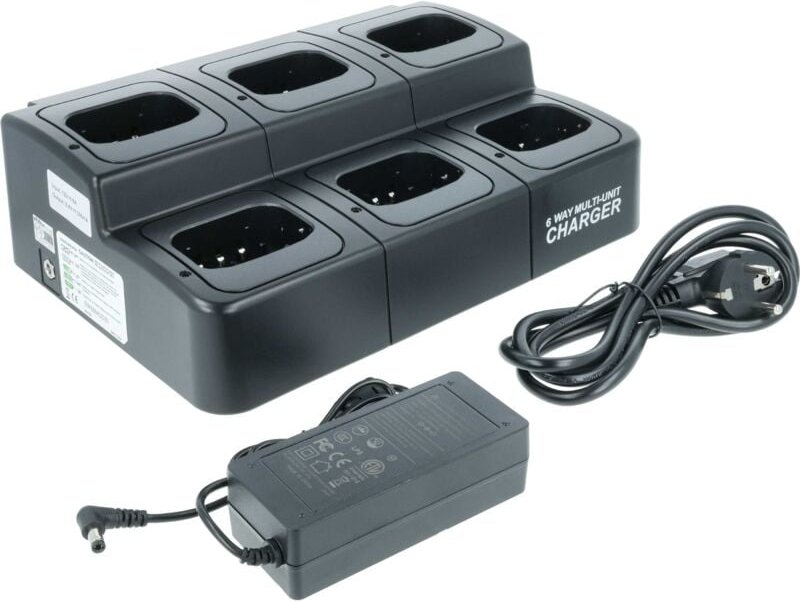 Vhbw - 6-fach Ladegerät kompatibel mit Icom BP-252 Funkgerät-Akkus - Ladestation + Netzteil + Stromkabel, 8,4 v