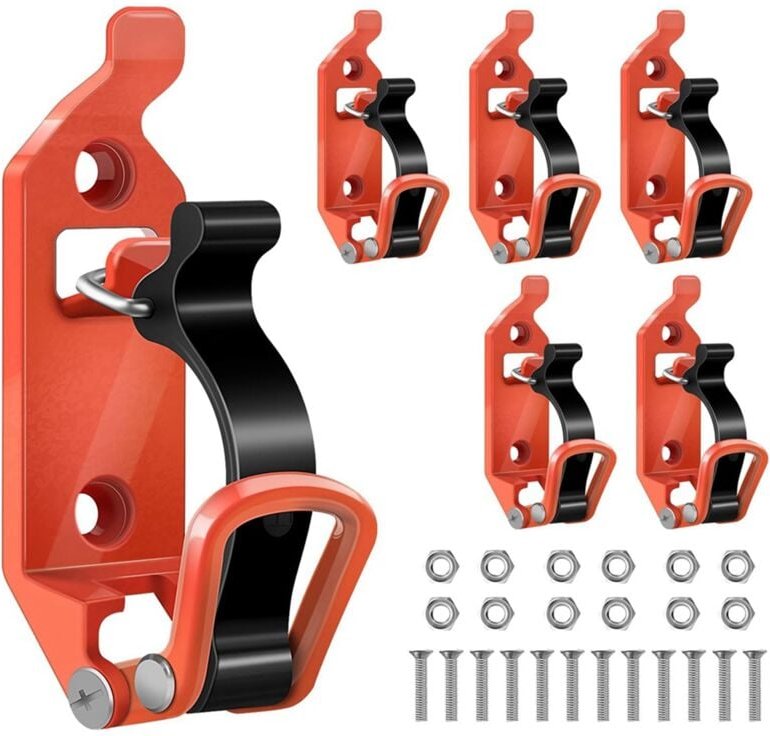 6-Teilige Schaufelhalterung für DachträGer, Metall-Gummi-Klemmhalterungen, Langlebiges Axthalter-Klemmmontageset (Orange...