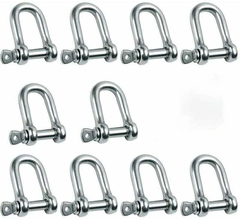 Manille Inoxydable M5 Droite avec Bracelet Acier 10 Pièces