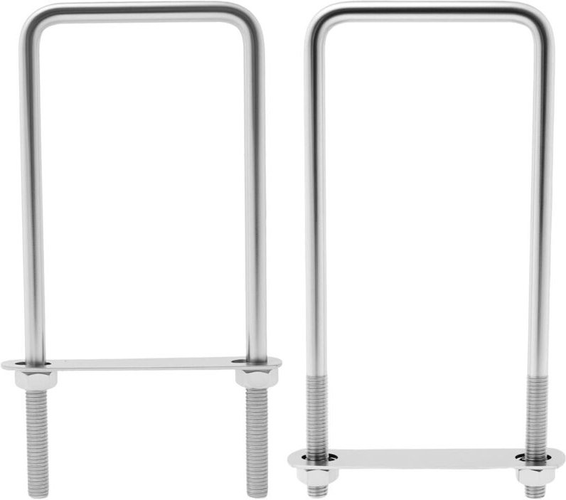 2 Stück U Schrauben M10 Bügelschraube Quadratische U Bolzen mit 4xMutter 4xUnterlegscheibe 2xRahmenplatte Edelstahl Vier...