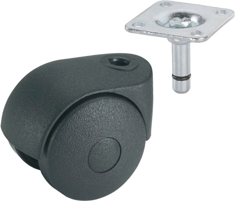 Dörner+helmer - Doppelrolle Möbelrolle ø 40 mm Tragkraft 20kg, Anschraubplatte 38x38mm schwarz