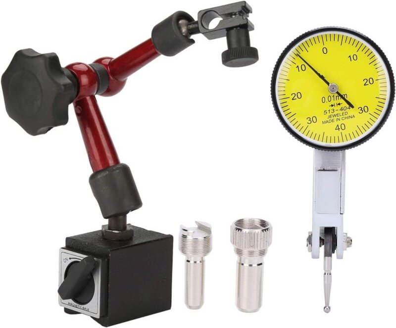 Messuhr, Präzisionskomparator, Messuhr für Maschinenbauer, 0–0,8 mm Messbereich mit Magnetfuß, Teilemessung, Gerätekalib...