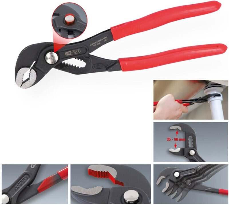 Wasserpumpenzange mit Druckknopfverstellung, 240mm