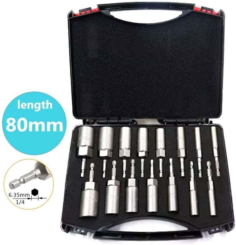 15-teilige Schlagschrauber-Steckschlüsseleinsätze, 5,5–19 mm, Innensechskant-Steckschlüssel, Bearbeitungstiefe 34 mm, fü...