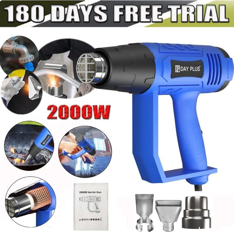 2000W Heißluftpistole Heißluftgebläse Heizpistole Aufsätze Heißluftfön 300-600°C
