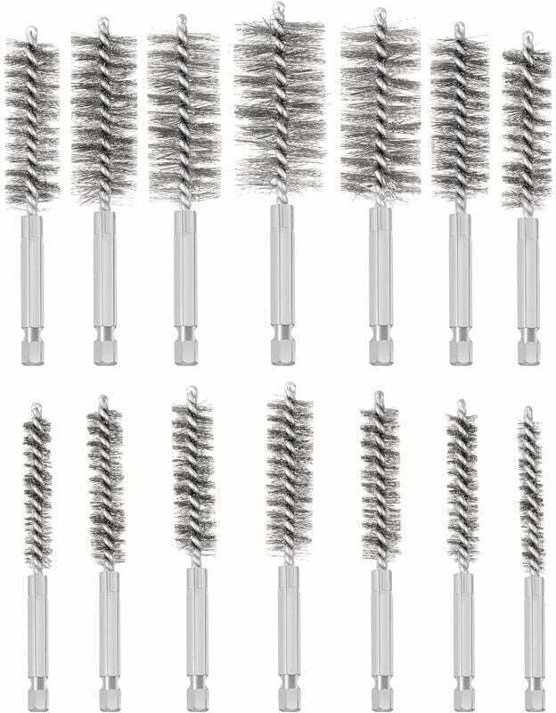 Drahtbürste für Bohrmaschine, 14 Stück Edelstahl-Lochbürste, verschiedene Größen, Edelstahl-Reinigungsbürste zum Entfern...