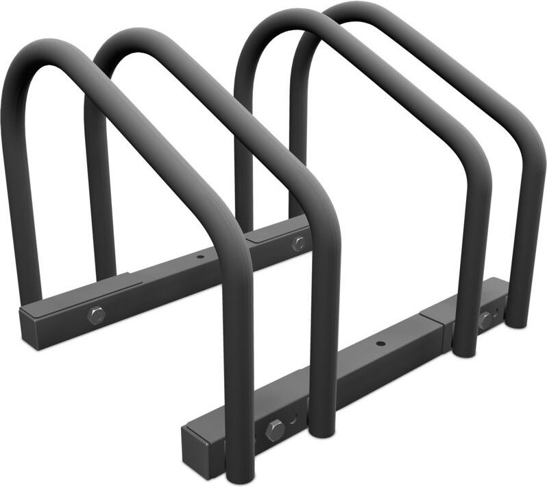 Relaxdays Fahrradständer, für 2 Fahrräder, Stahl Bodenparker, Reifenbreite 60mm, Abstellständer, Fahrradstand, anthrazit