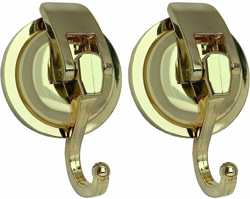 Aufbewahrungshaken, 2er-Set goldene Saugnapfhaken, geeignet für Küche und Bad, wiederverwendbar, kein Bohren erforderlic...