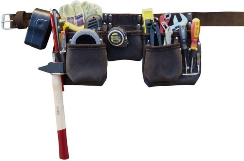 Professioneller Werkzeuggürtel aus Leder mit 11 Fächern Outifrance