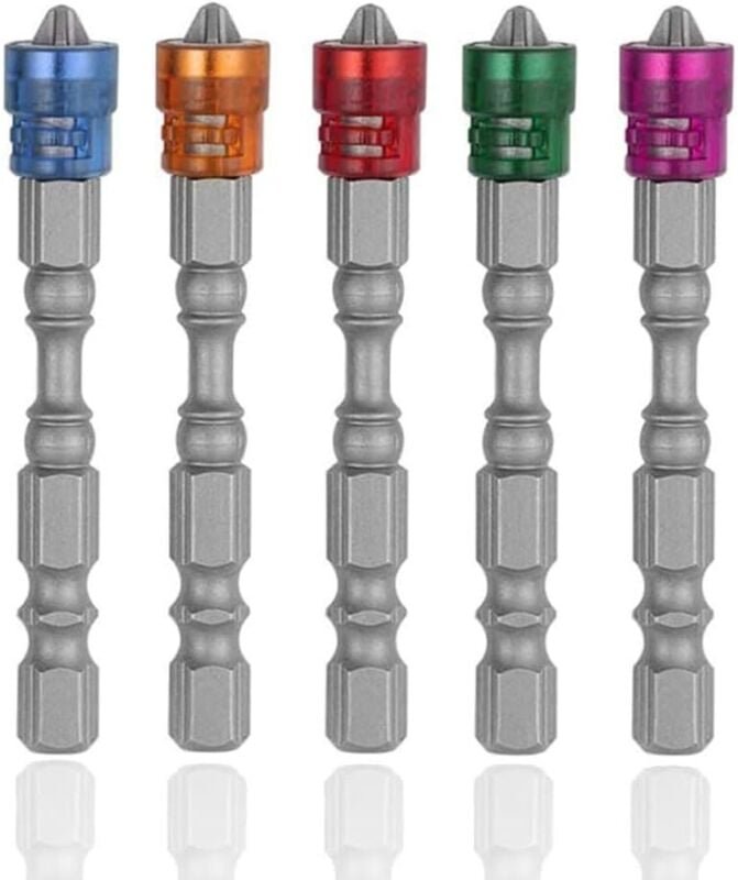5-teiliges PH2-Kreuzschlitzschraubendreher-Bit-Set, 65-mm-Magnetbohrer, 1/4-Zoll-Sechskantschaft-Trockenbaubohrer