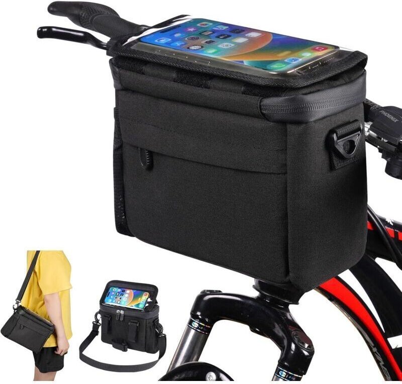 Wasserdichte Fahrradlenkertasche – Großes Fassungsvermögen mit Handyhalterung – Fronttasche für Rennräder und E-Bikes