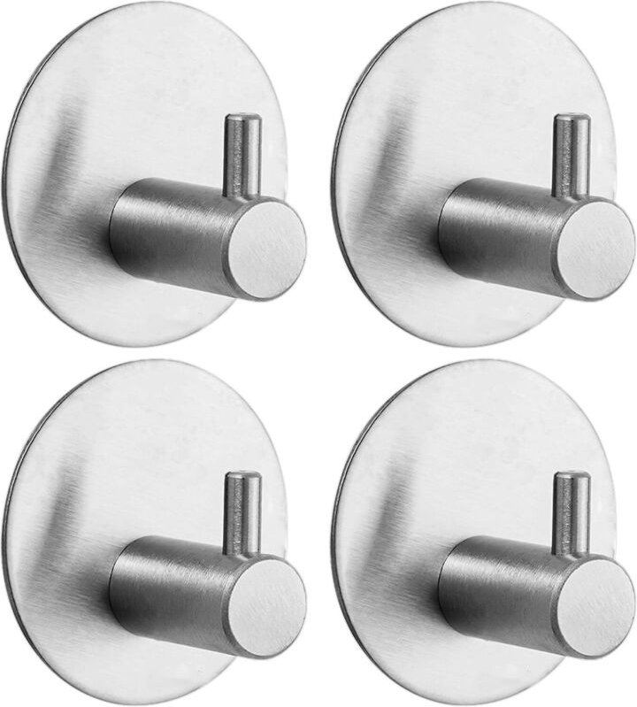 4-teiliges Handtuchhaken-Set fürs Badezimmer, selbstklebende Wandhaken, runde Haken aus rostfreiem Edelstahl 304, selbst...
