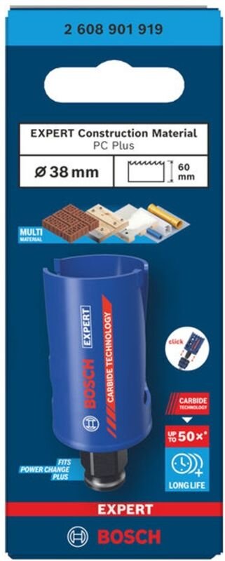 Bosch EXPERT Lochsäge Construction Material Power Change Plus, 38 x 60 mm