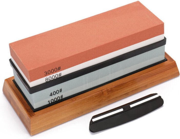 Hochwertiger Schleifstein, Körnung 400/1000 3000/8000, Schleifsteinset, rutschfester Sockel, Schneidschärfer, ohne Abric...